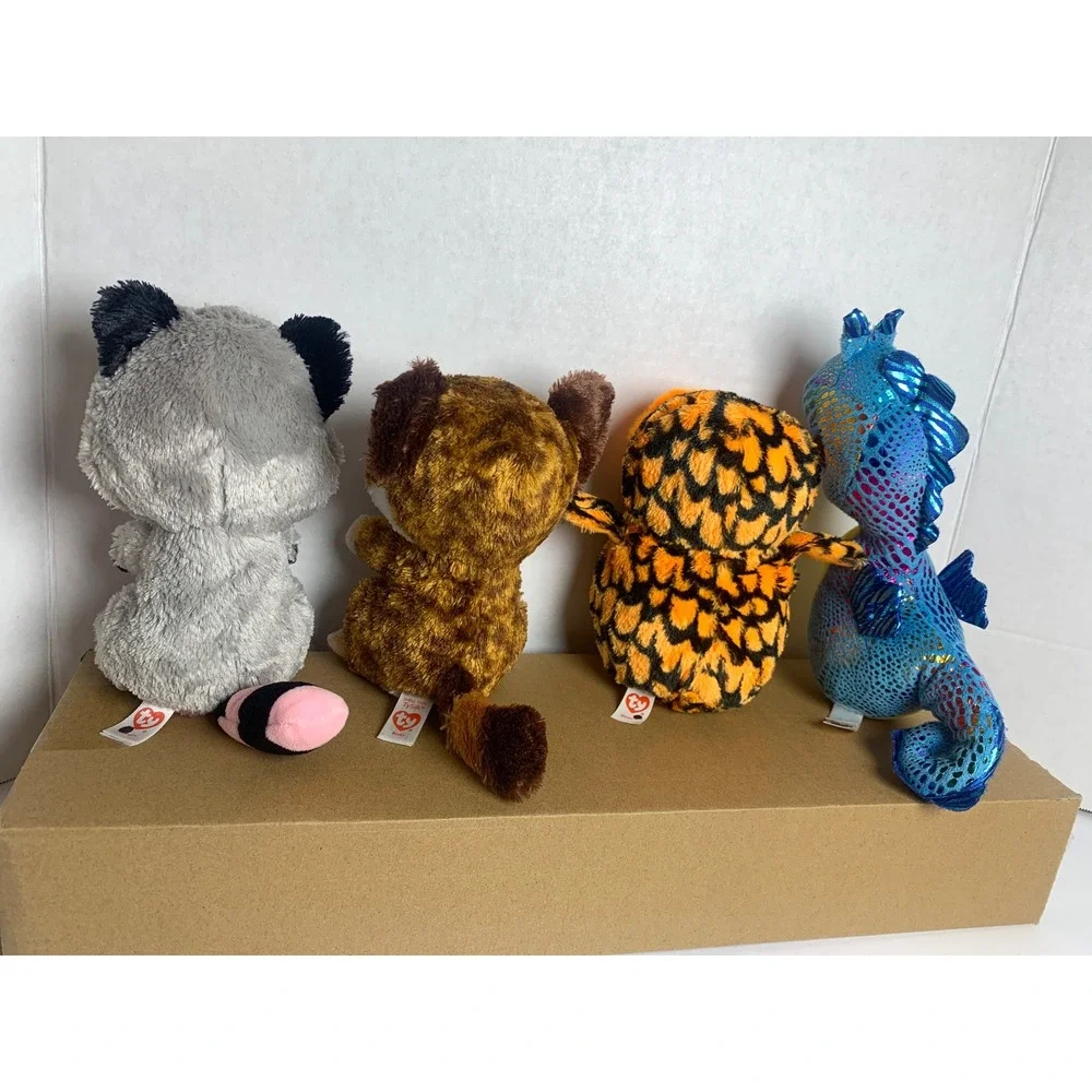 Ty Beanie Boos and Beanie Babies‎ Lot of 7 Chocolate Moose Neptune Zodiac Dog+